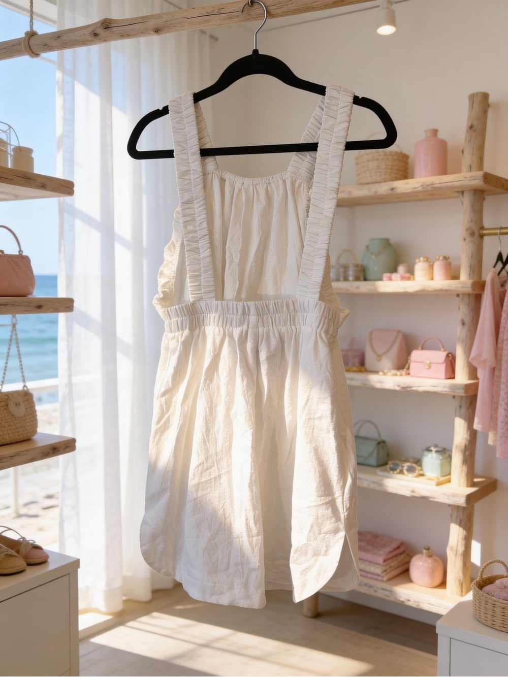 White Ruffled Strap Romper - Picture 2 of 4